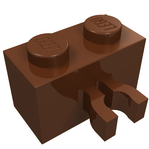 Brick Special 1 x 2 with Vertical Clip [Thick U Clip] (Reddish Brown)