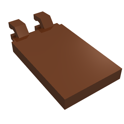 Tile Special 2 x 3 with 2 Clips [Angled Clips] (Reddish Brown)