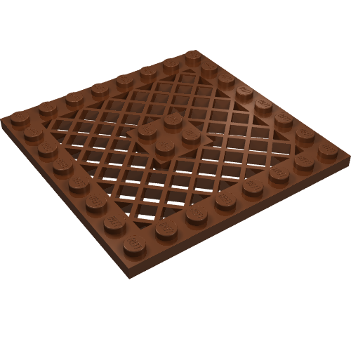 Plate Special 8 x 8 with Grille [No Hole in Center] (Reddish Brown)