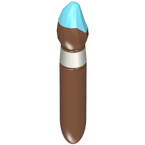 Equipment Paint Brush with Silver Ring and Medium Azure Tip Print (Reddish Brown)