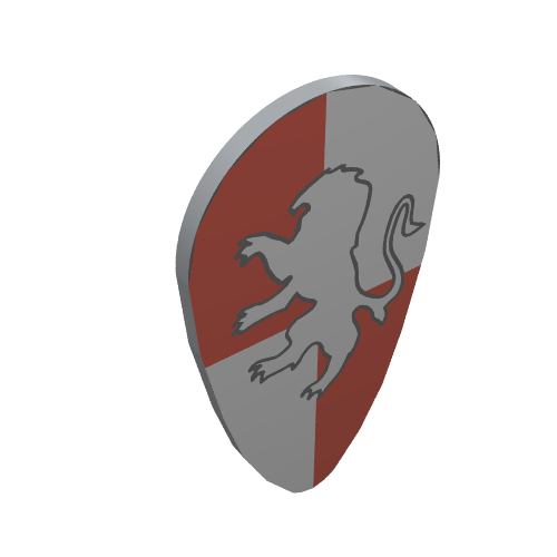 Shield Ovoid with Golden Lion Print (Light Bluish Gray)