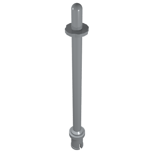 Bar 8L - Two Stop Rings / One Pin, Technic Figure Ski Pole [Rounded End] (Light Bluish Gray)