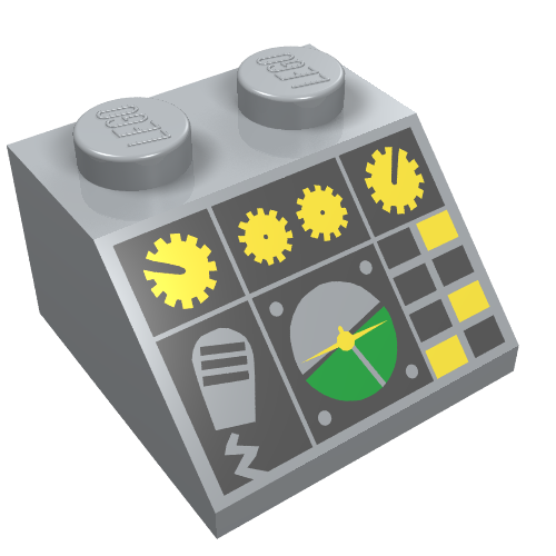 Brick Sloped 45° 2 x 2 with Flight Control Print (Light Bluish Gray)
