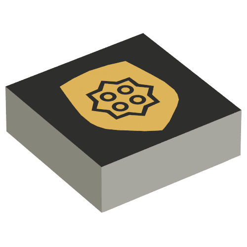Tile 1 x 1 with Gold Badge Print (Light Bluish Gray)