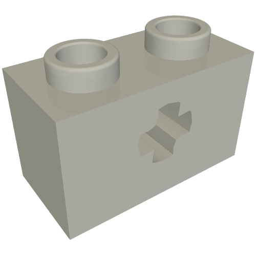 Technic Brick 1 x 2 with Axle Hole Type 2 [X Opening] (Light Bluish Gray)