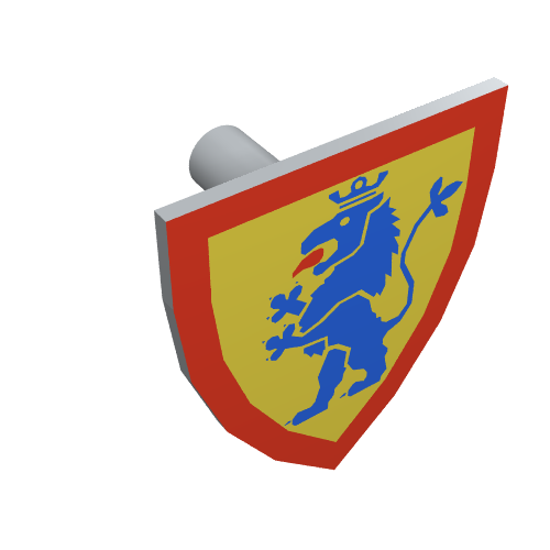 Shield Triangular with Blue Lion, and Yellow Background Print (Light Bluish Gray)