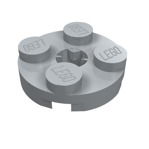 Plate Round 2 x 2 with Axle Hole Type 2 (X Opening) (Light Bluish Gray)
