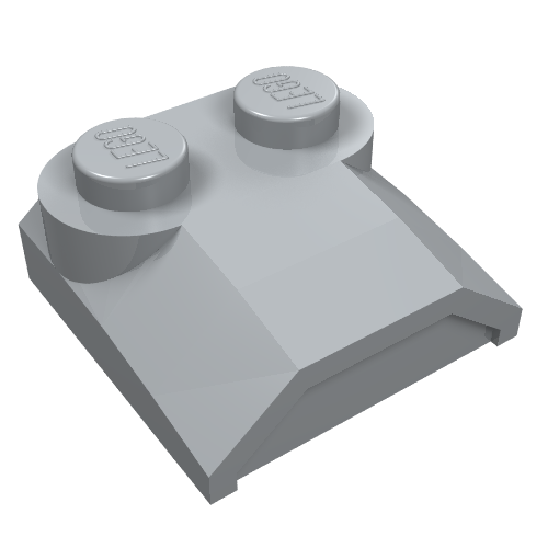 Brick Curved 2 x 2 x 2/3 Two Studs and Lip End (Light Bluish Gray)
