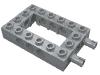 Technic Brick 4 x 6 with 2 x 4 Opening, 2 Fixed Rotatable Friction Pins on End (Light Bluish Gray)