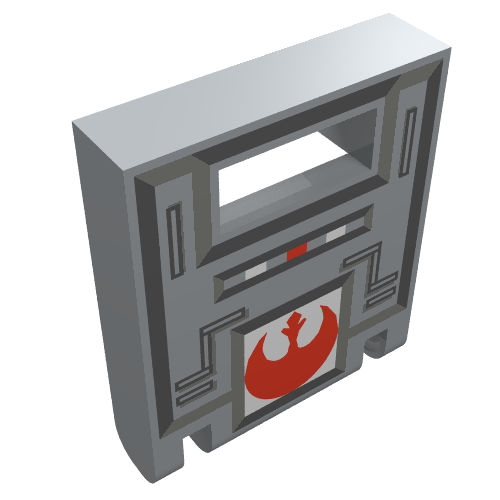 Box 2 x 2 x 2 Door with Slot and Red Rebel Logo Print (Light Bluish Gray)