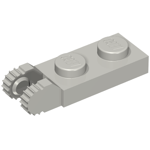 Hinge Plate 1 x 2 Locking with 2 Fingers On End, without Groove, 9 Teeth (Light Bluish Gray)