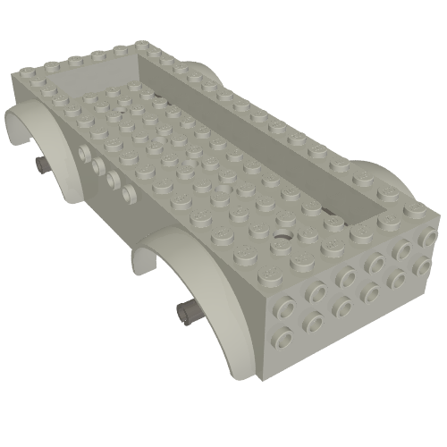Vehicle Base 8 x 16 with Wheel Arches, Front and Side Studs, and 4 x 14 Recessed Studded Section, 5 Holes (Light Bluish Gray)