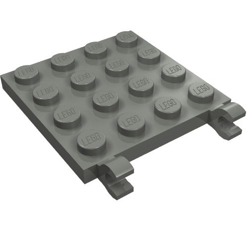 Plate Special 4 x 4 with Clips Horizontal (thick open O clips) (Dark Bluish Gray)