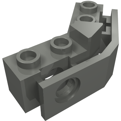 Technic Brick 1 x 2 - 1 x 2 Angled with Bumper Holder [Closed Front] (Dark Bluish Gray)