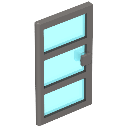 Door 1 x 4 x 6 with 3 Panes with Trans-Light Blue Glass (Dark Bluish Gray)