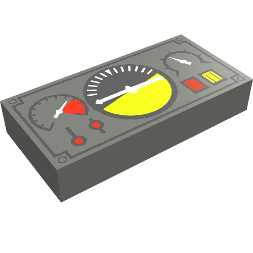 Tile 1 x 2 with Avionics Black and Green Print (Dark Bluish Gray)