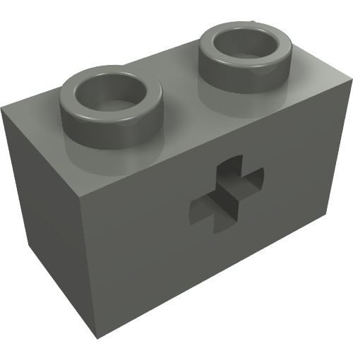 Technic Brick 1 x 2 with Axle Hole Type 1 [+ Opening] and Bottom Ridges (Dark Bluish Gray)
