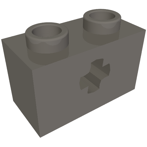 Technic Brick 1 x 2 with Axle Hole Type 2 [X Opening] (Dark Bluish Gray)