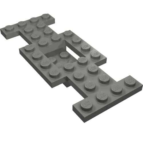 Vehicle Base 4 x 10 x 2/3 with 2 x 2 Recessed Center with Smooth Underside, 1 x 2 Cutouts, No Center Hole (Dark Bluish Gray)