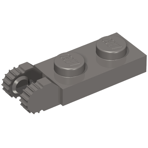 Hinge Plate 1 x 2 Locking with 2 Fingers On End, without Groove, 9 Teeth (Dark Bluish Gray)