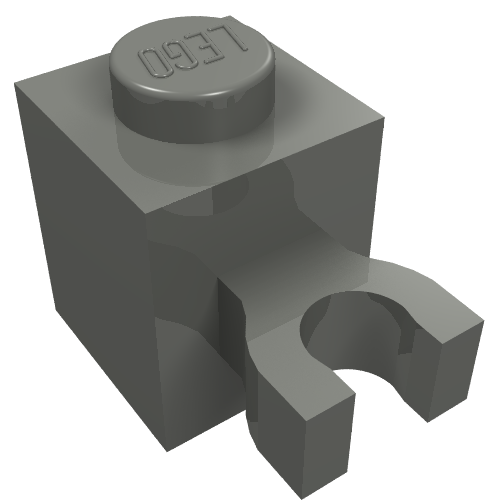 Brick Special 1 x 1 with Clip Vertical [Thick U Clip, Solid Stud] (Dark Bluish Gray)
