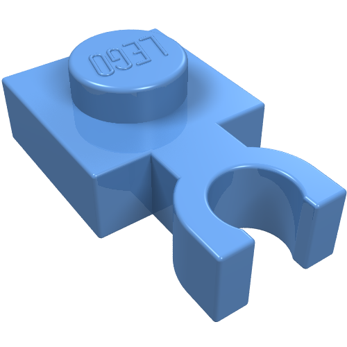 Plate Special 1 x 1 with Clip Vertical [Thin U Clip] (Medium Blue)