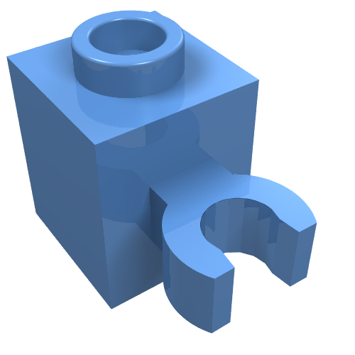 Brick Special 1 x 1 with Clip Vertical [Open O Clip, Hollow Stud] (Medium Blue)