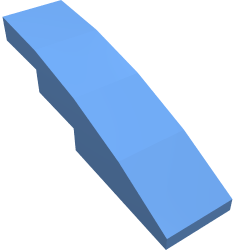 Brick Curved 4 x 1 No Studs [Stud Holder with Asymmetric Ridges] (Medium Blue)