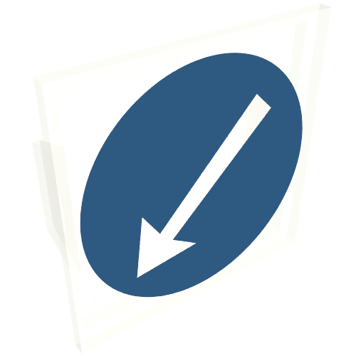 Light Sign 2 x 2 Clip on Back with Blue Circle and White Arrow Print (Milky White)