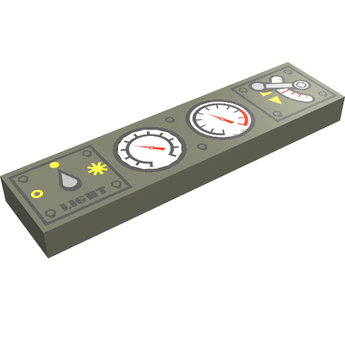 Tile 1 x 4 with Train Controls Print (Dark Gray)