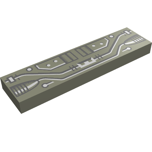 Tile 1 x 4 with Black and Copper Circuits Print (Dark Gray)