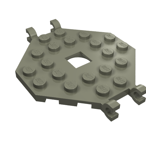 Plate Special 6 x 6 Octagonal with Square Hole and 4 Clips (Boat Mast Platform) (Dark Gray)