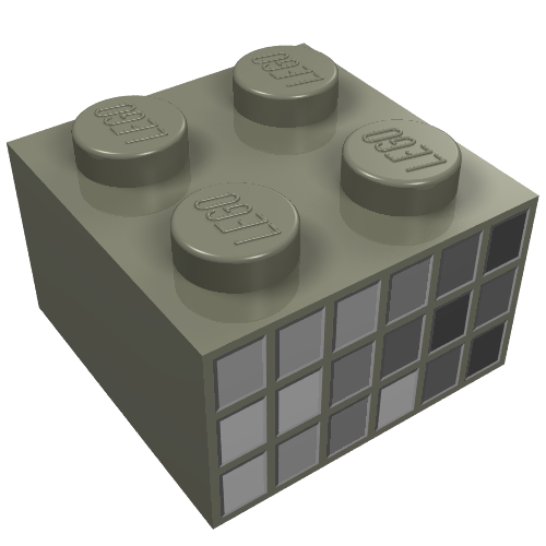 Brick 2 x 2 with Gray Squares on 2 Sides Print (Dark Gray)