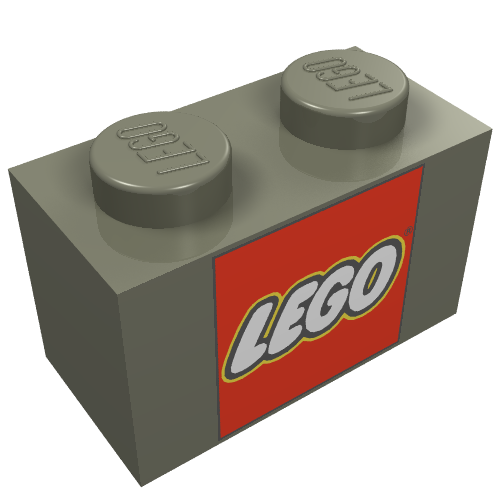 Brick 1 x 2 with LEGO Logo Closed O Square Print (Dark Gray)