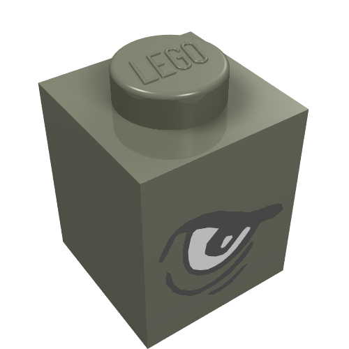 Brick 1 x 1 with Angry Eye Left / Sad Eye Right Print (Dark Gray)