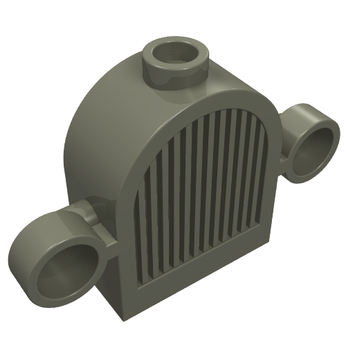 Grille 1 x 2 x 2 Round Top [Lights & Centre Top Stud] (Dark Gray)