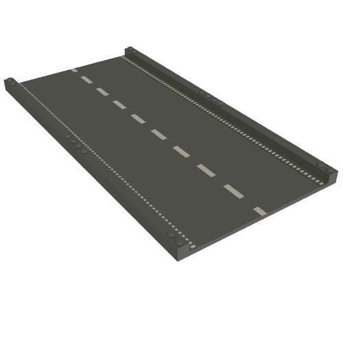 Baseplate Ramp 32 x 16 Straight, Road with White Center Stripe Print (Dark Gray)