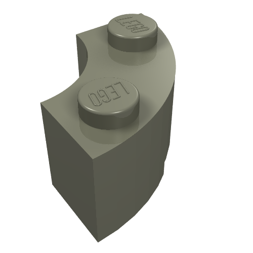 Brick Round Corner 2 x 2 Macaroni with Stud Notch (Dark Gray)