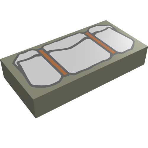 Tile 1 x 2 with Light Gray Bedroll Print (Dark Gray)