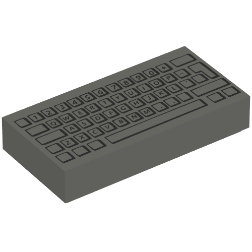 Tile 1 x 2 with Computer Keyboard Standard Print (Dark Gray)