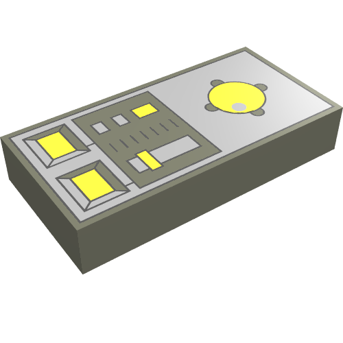 Tile 1 x 2 with Joystick and Vehicle Control Panel Print (Dark Gray)