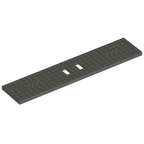 Vehicle Base, Train 6 x 28 with Two 1 x 2 Openings [3 Round Holes Each End] (Dark Gray)