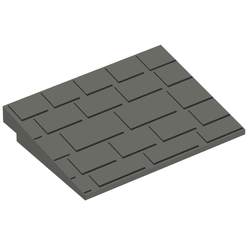 Brick Sloped 10° 6 x 8 with Shingled Roof Print (Dark Gray)