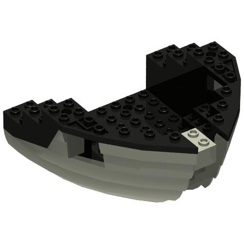 Boat Hull Section, Small Bow 12 x 12 x 5 1/3 with Black Top [Complete Assembly] (Dark Gray)