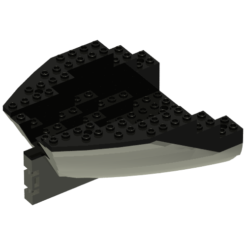Boat Hull Small Stern 14 x 12 x 5 1/3 with Black Top [Complete Assembly] (Dark Gray)
