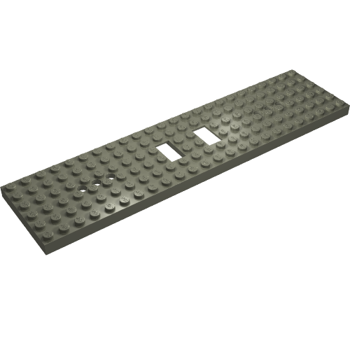 Vehicle Base, Train 6 x 24 with Two 1 x 2 Cutouts and 3 Round Holes Each End (Dark Gray)