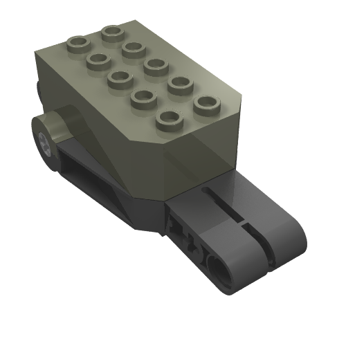 Pullback Motor 9 x 4 x 2 1/3 with Black Base, White Axle Holes, No Studs on Front Top Surface (Dark Gray)