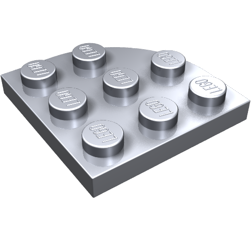 Plate Round Corner 3 x 3 (Metallic Silver)