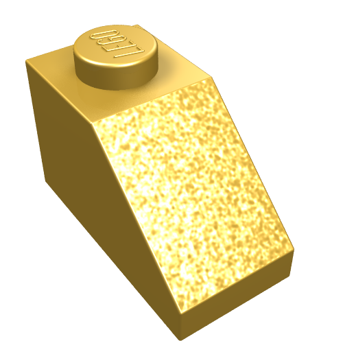 Brick Sloped 45° 2 x 1 with Bottom Pin (Metallic Gold)