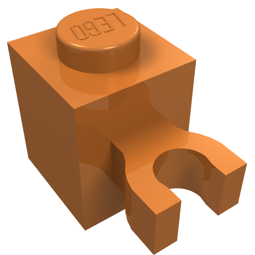 Brick Special 1 x 1 with Clip Vertical [Thick U Clip, Solid Stud] (Medium Nougat)